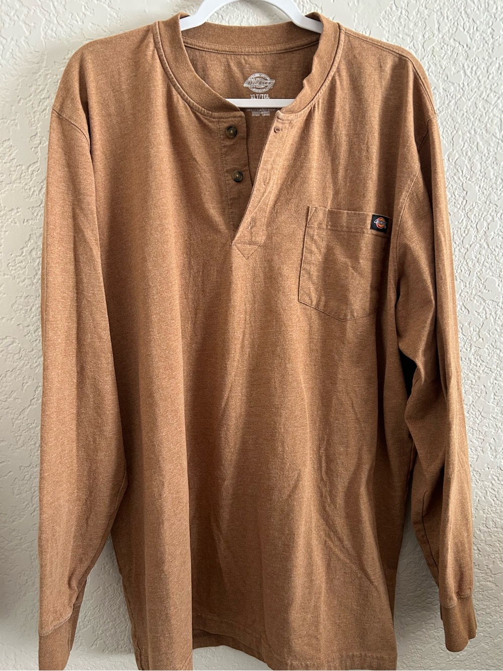 Dickies Long Sleeve Henley Shirt - Caramel Brown